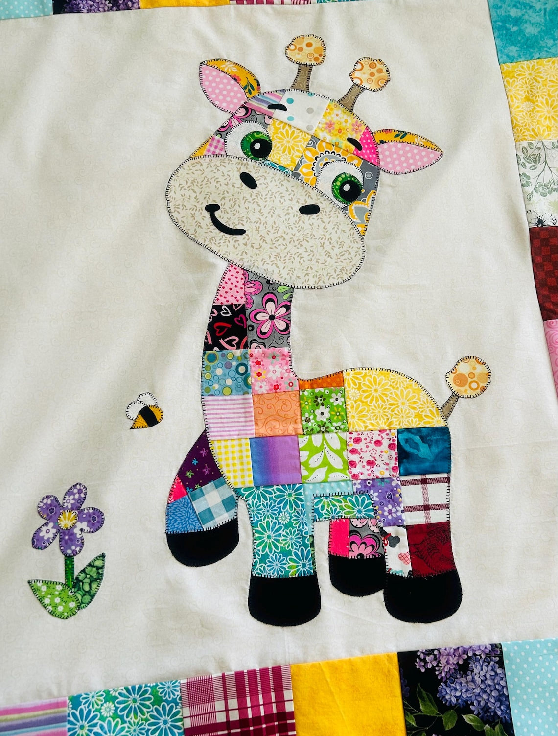 Patchwork Giraffe Quilt Pattern: Applique Baby Blanket PDF Download