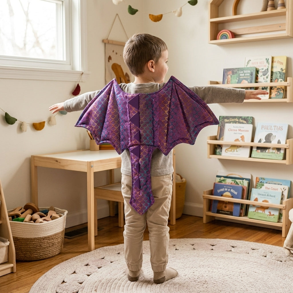 Dragon Wings - PDF Sewing Pattern | Quilted Wings for Kids (0-7Y)