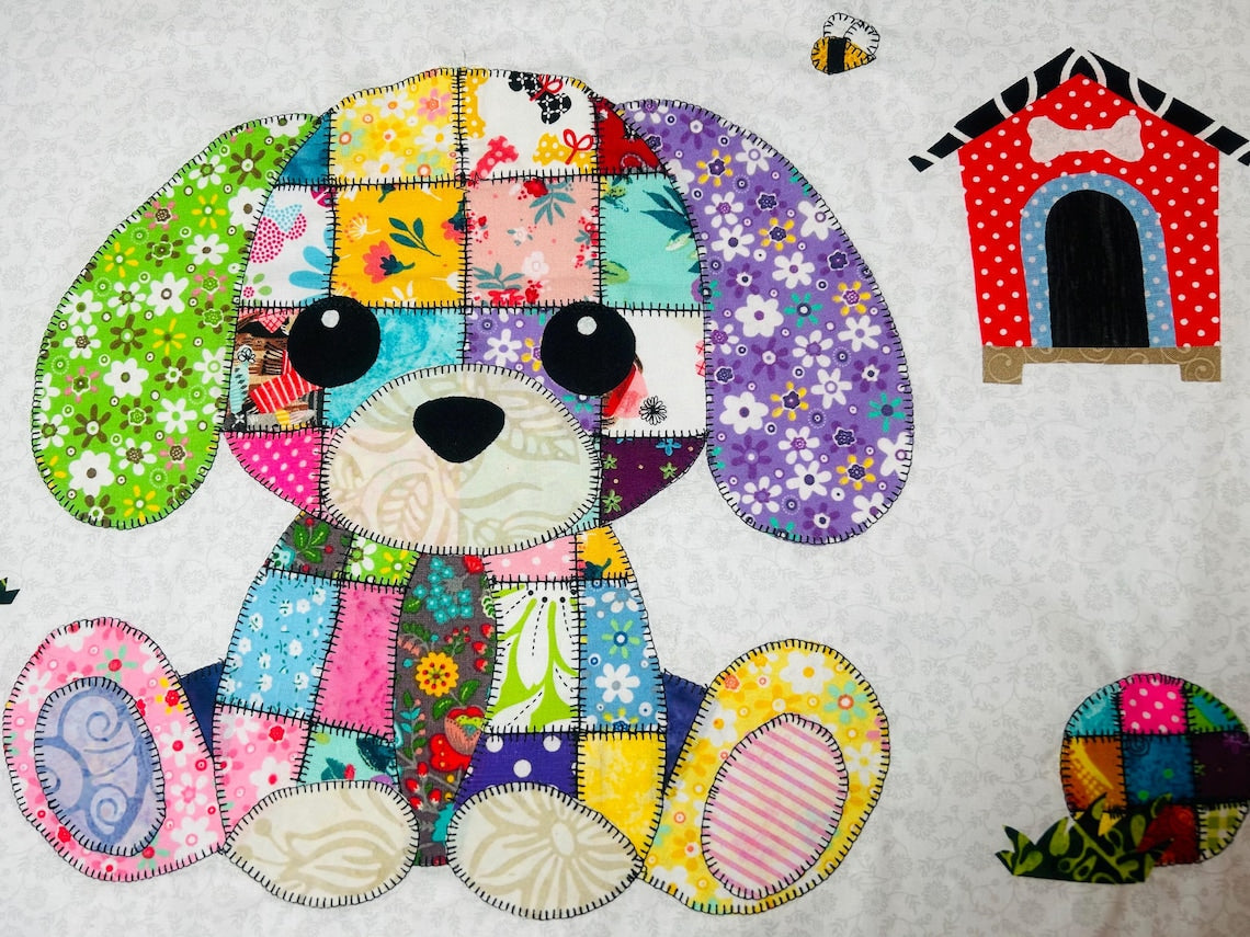 Patchwork Puppy Quilt Pattern PDF Download | Applique Baby Blanket & Dog Lover Quilt