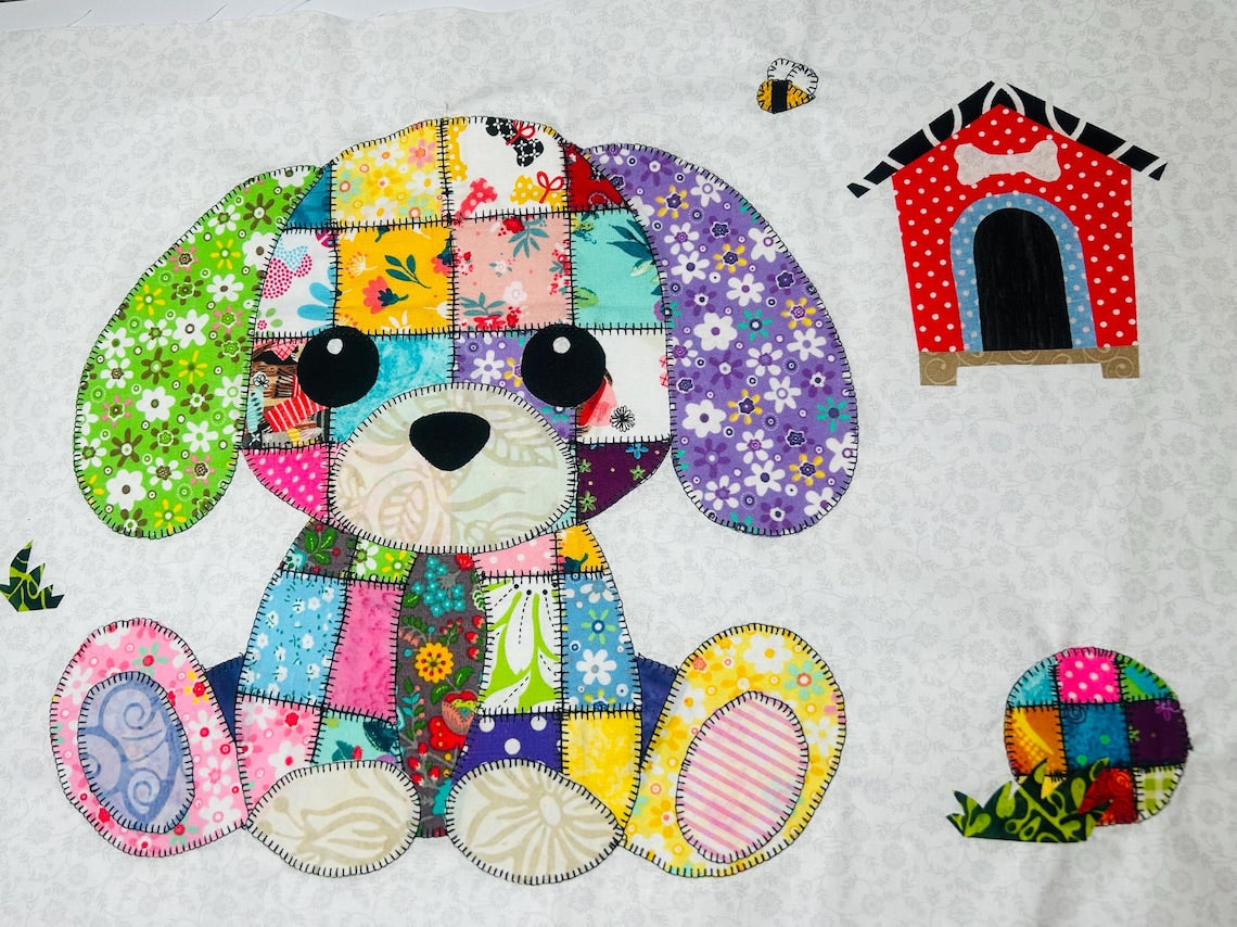 Patchwork Puppy Quilt Pattern PDF Download | Applique Baby Blanket & Dog Lover Quilt