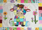 Patchwork Highland Cow Quilt Pattern PDF Download | Applique Baby Blanket Sewing Pattern