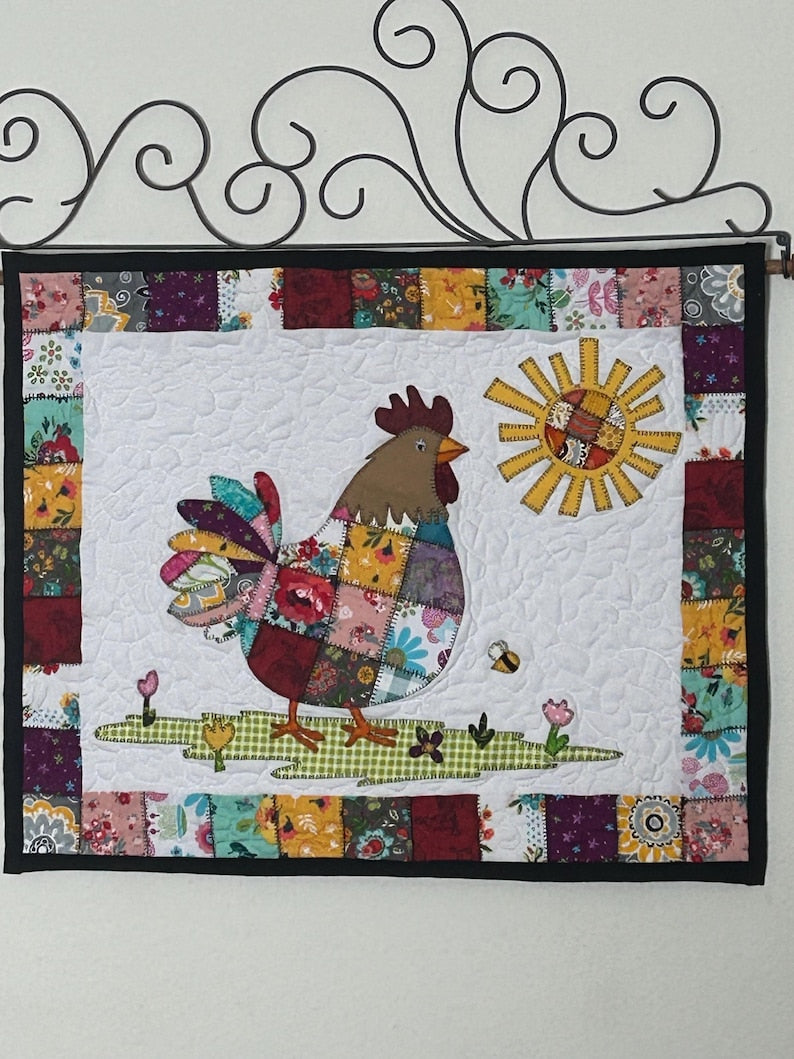 Patchwork Rooster Quilt Pattern: Applique Wall Hanging (PDF Download)