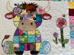 Patchwork Highland Cow Quilt Pattern PDF Download | Applique Baby Blanket Sewing Pattern