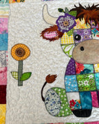 Patchwork Highland Cow Quilt Pattern PDF Download | Applique Baby Blanket Sewing Pattern