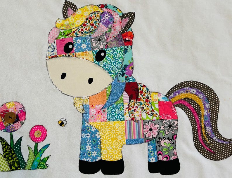 Horse Patchwork Quilt pattern, PDF Instant Download